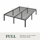 Heavy Duty Platform Bed Frame with Large Under Bed Storage Space, Sturdy Metal Frame