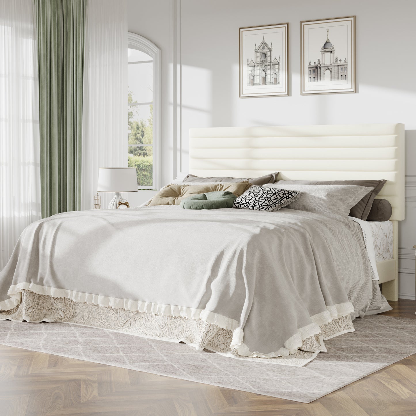 Amolife Upholstered Platform Bed Frame with Adjustable Height Headboard, Velvet Bed Frame with Under-Bed Storage, Silent Noise-Free Design