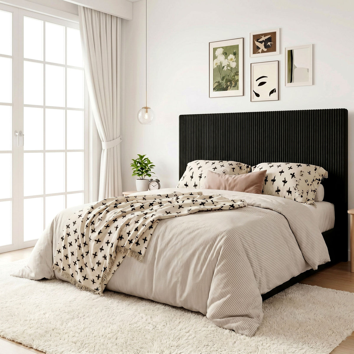 Amolife Upholstered Platform Bed Frame with Adjustable Height Headboard, Noise-Free