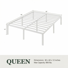 Heavy Duty Platform Bed Frame with Large Under Bed Storage Space, Sturdy Metal Frame