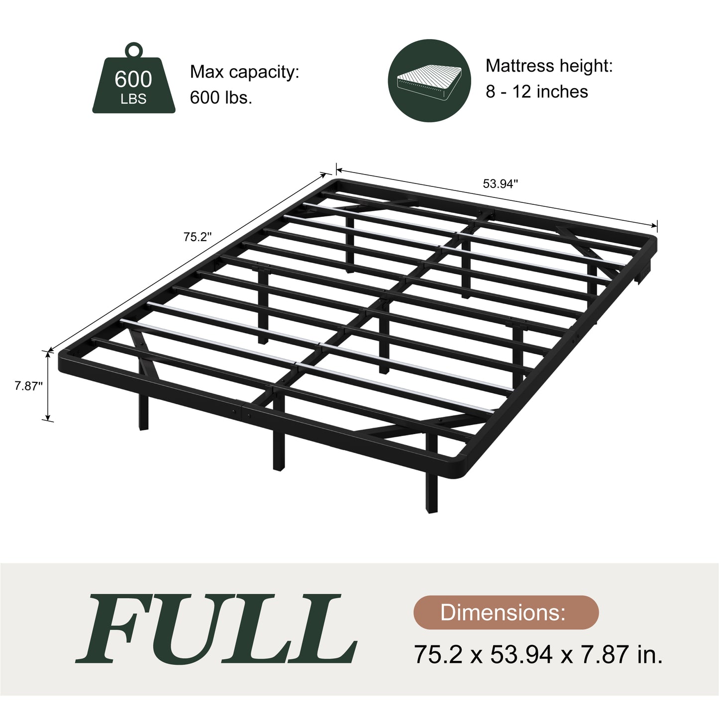 Amolife Heavy Duty Floating Bed Frame with Smart LED Lights and Charging Station