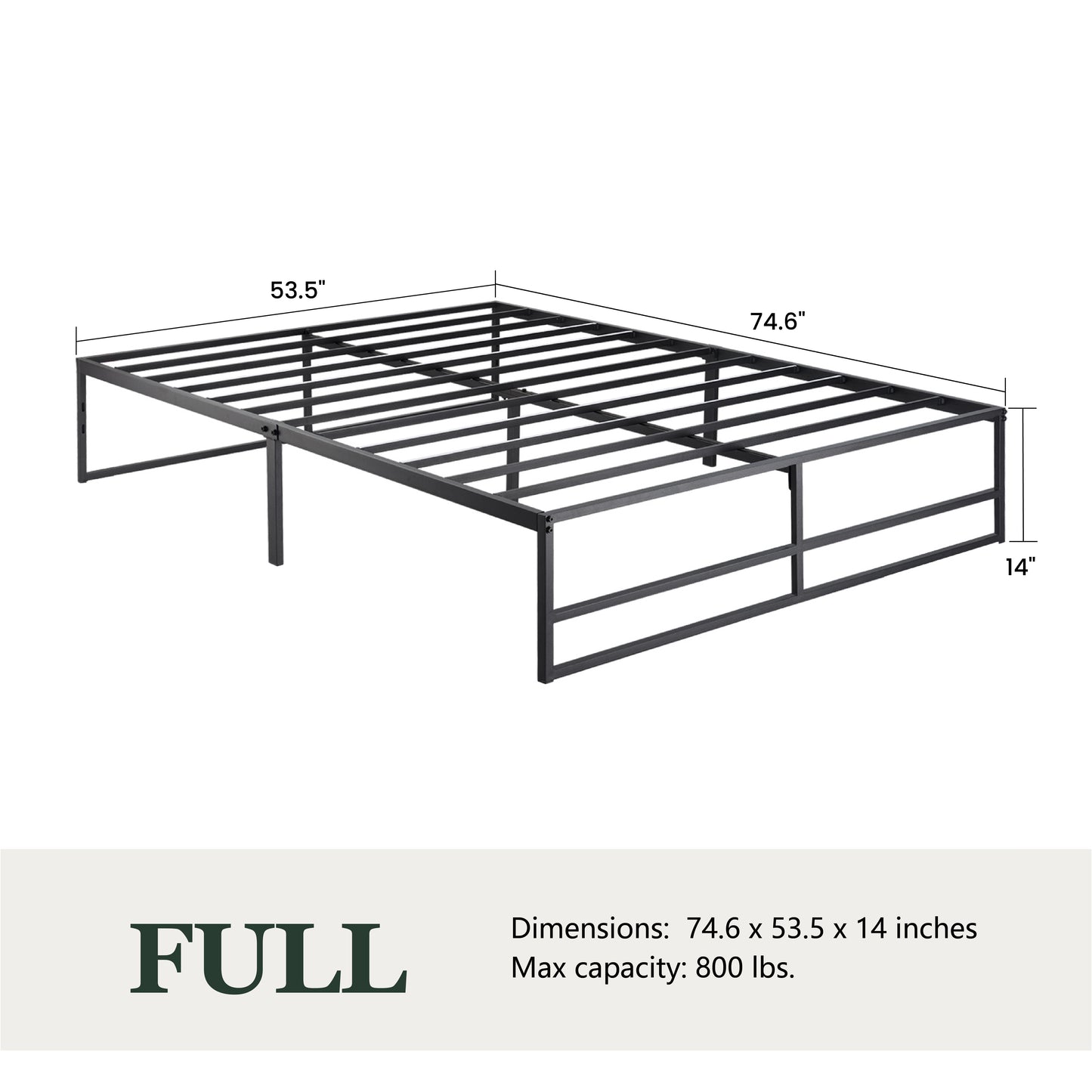 Metal Platform Bed Frame with 14'' Under Bed Storage