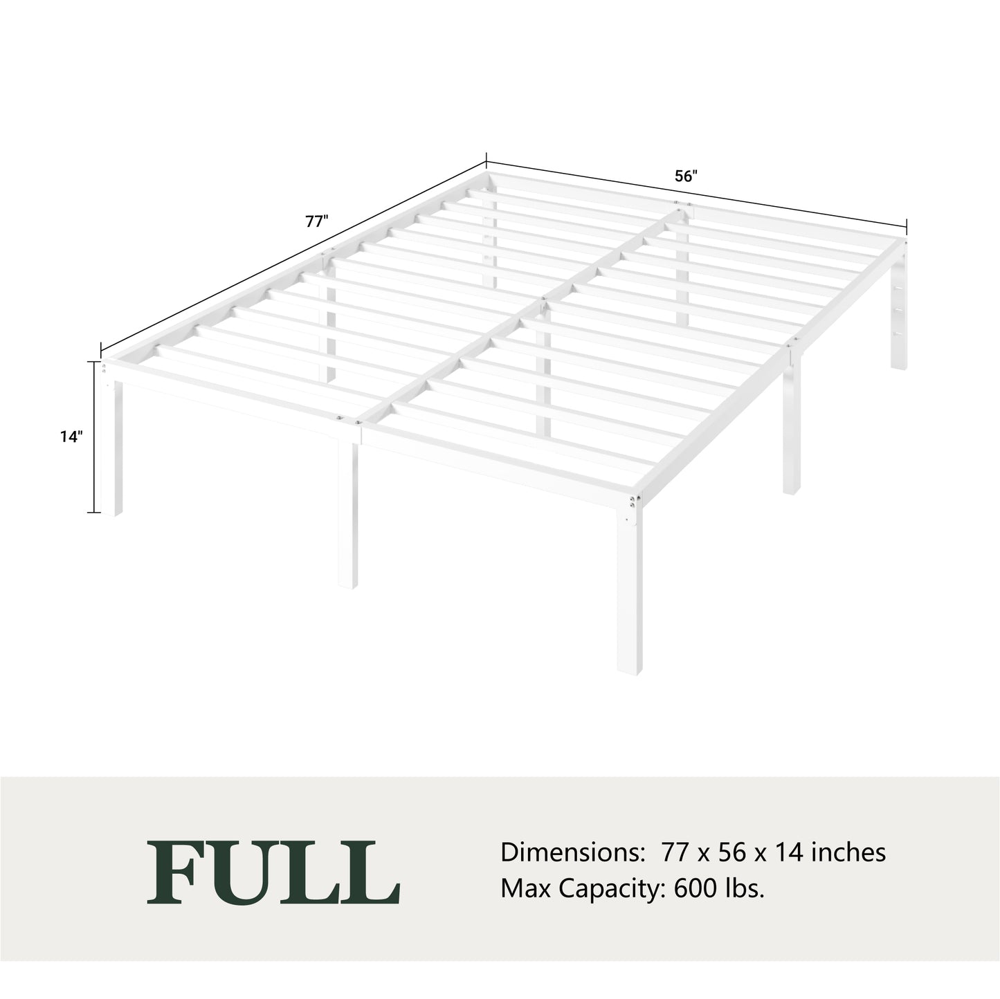 Heavy Duty Platform Bed Frame with Large Under Bed Storage Space, Sturdy Metal Frame