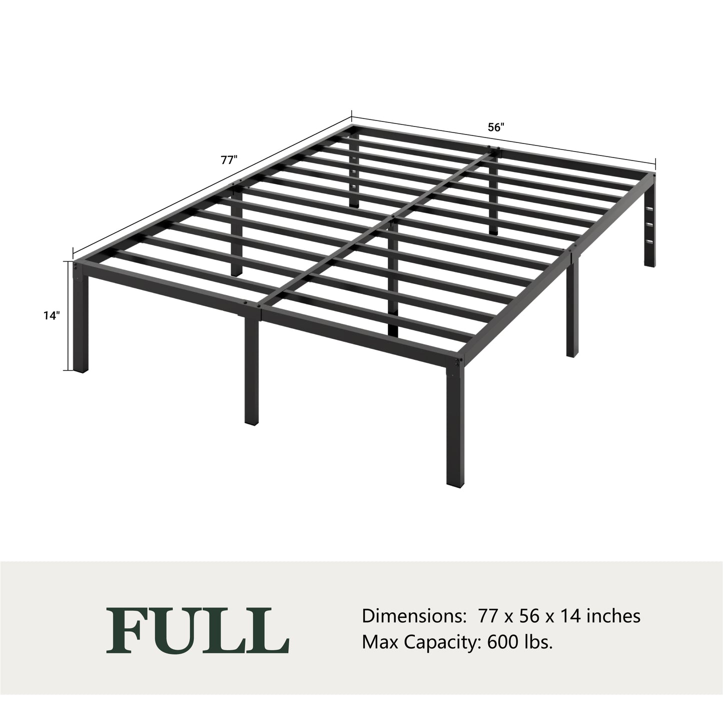 Heavy Duty Platform Bed Frame with Large Under Bed Storage Space, Sturdy Metal Frame