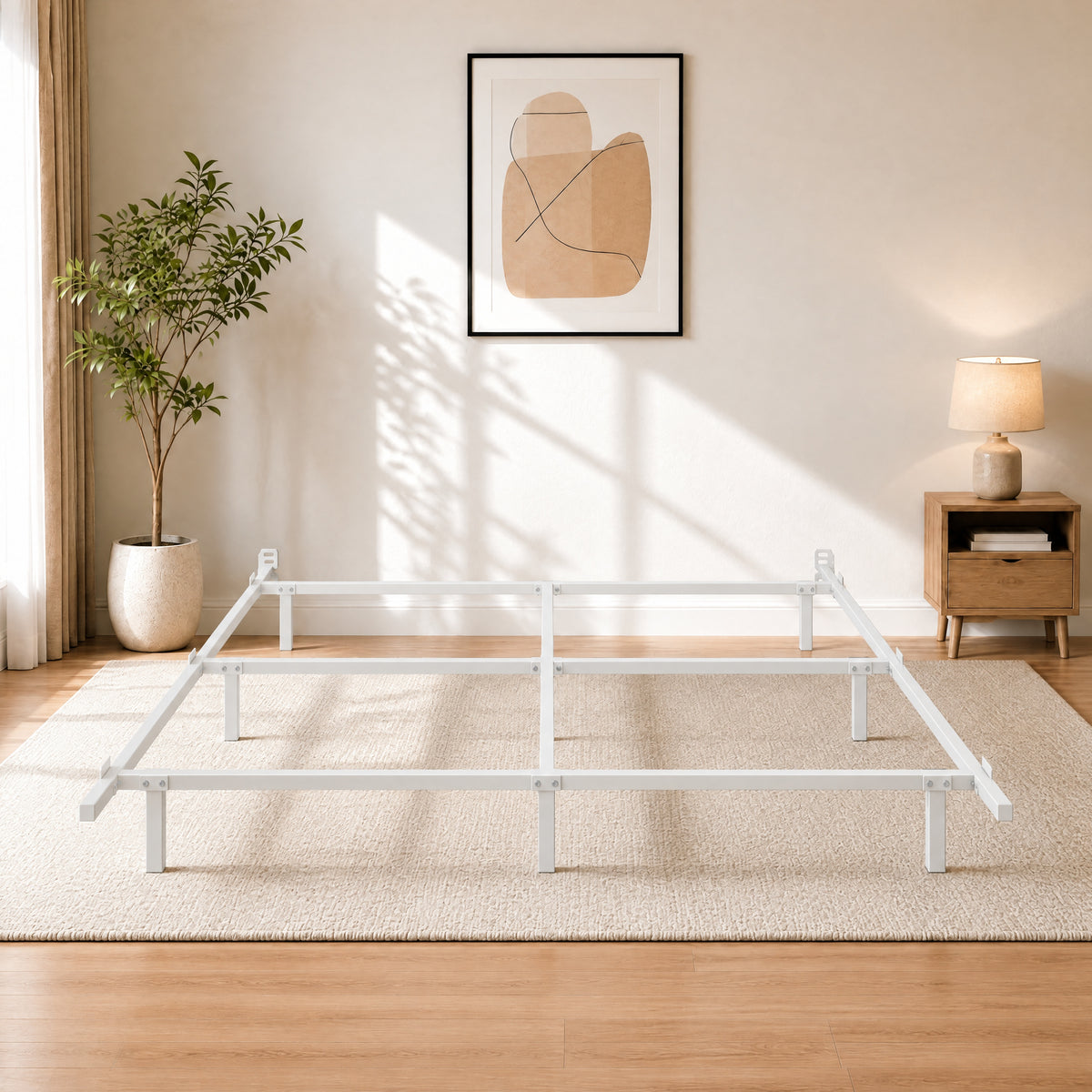 Amolife  Metal Bed Frame, Heavy-Duty Steel Frame for Box Spring and Mattress, 2000 lbs Capacity, Easy Assembly, Black