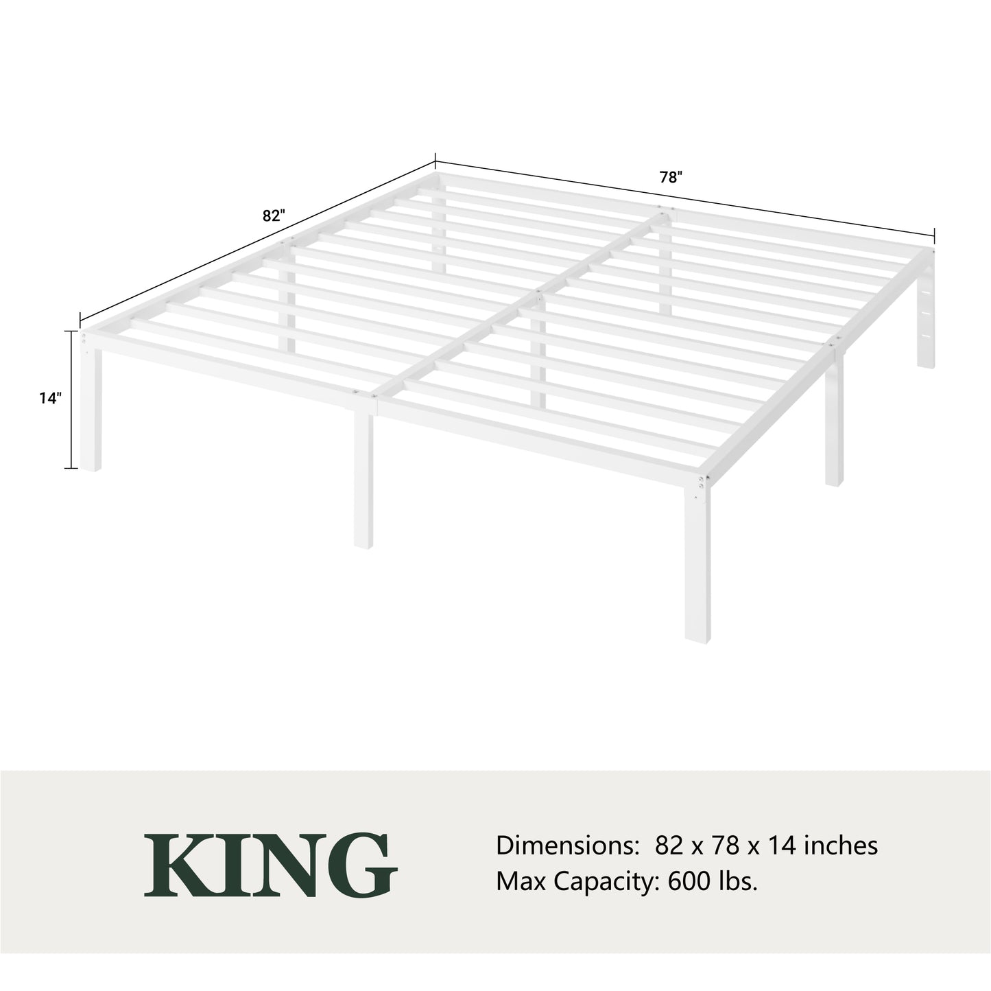 Heavy Duty Platform Bed Frame with Large Under Bed Storage Space, Sturdy Metal Frame