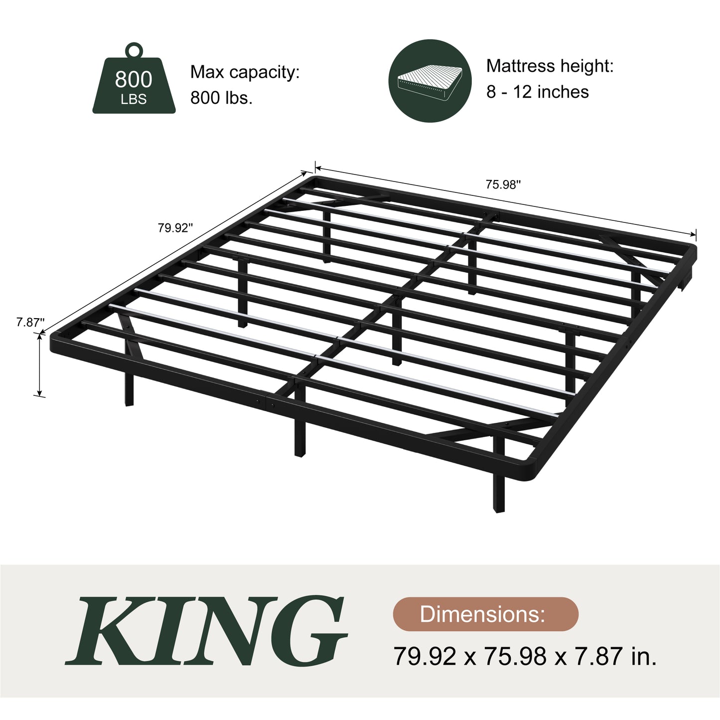 Amolife Heavy Duty Floating Bed Frame with Smart LED Lights and Charging Station