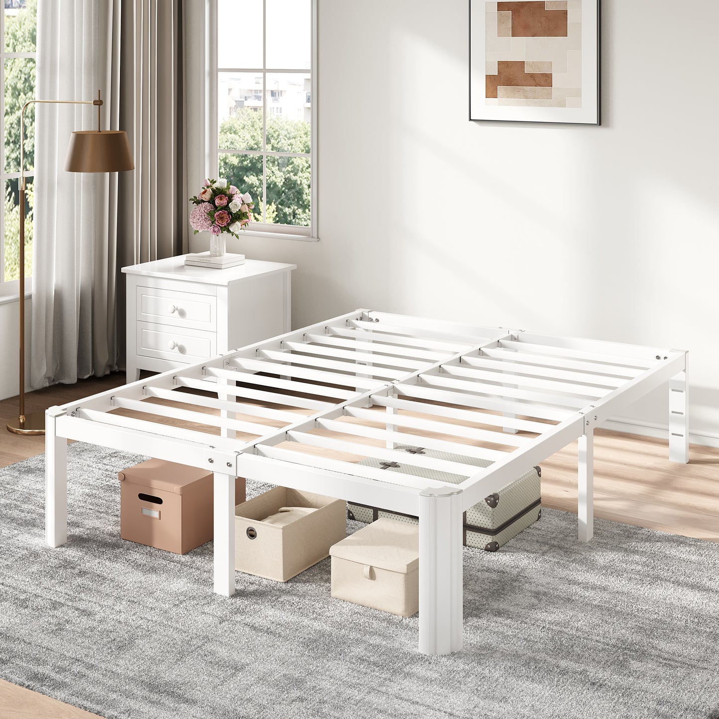 Amolife 14" Metal Bed Frame, Heavy Duty Platform Bed Frame with 3500 lbs Capacity, Underbed Storage, No Box Spring Needed