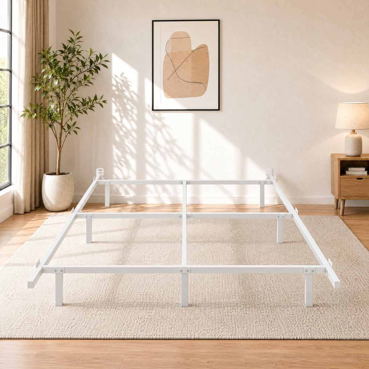 Amolife  Metal Bed Frame, Heavy-Duty Steel Frame for Box Spring and Mattress, 2000 lbs Capacity, Easy Assembly, Black