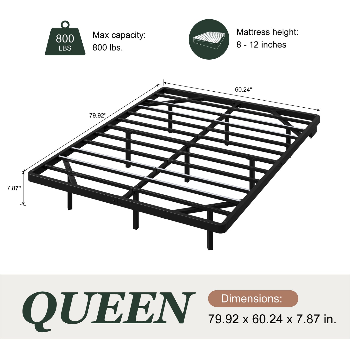 Amolife Heavy Duty Floating Bed Frame with Smart LED Lights and Charging Station