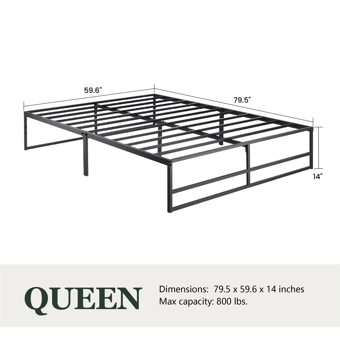Metal Platform Bed Frame with 14'' Under Bed Storage