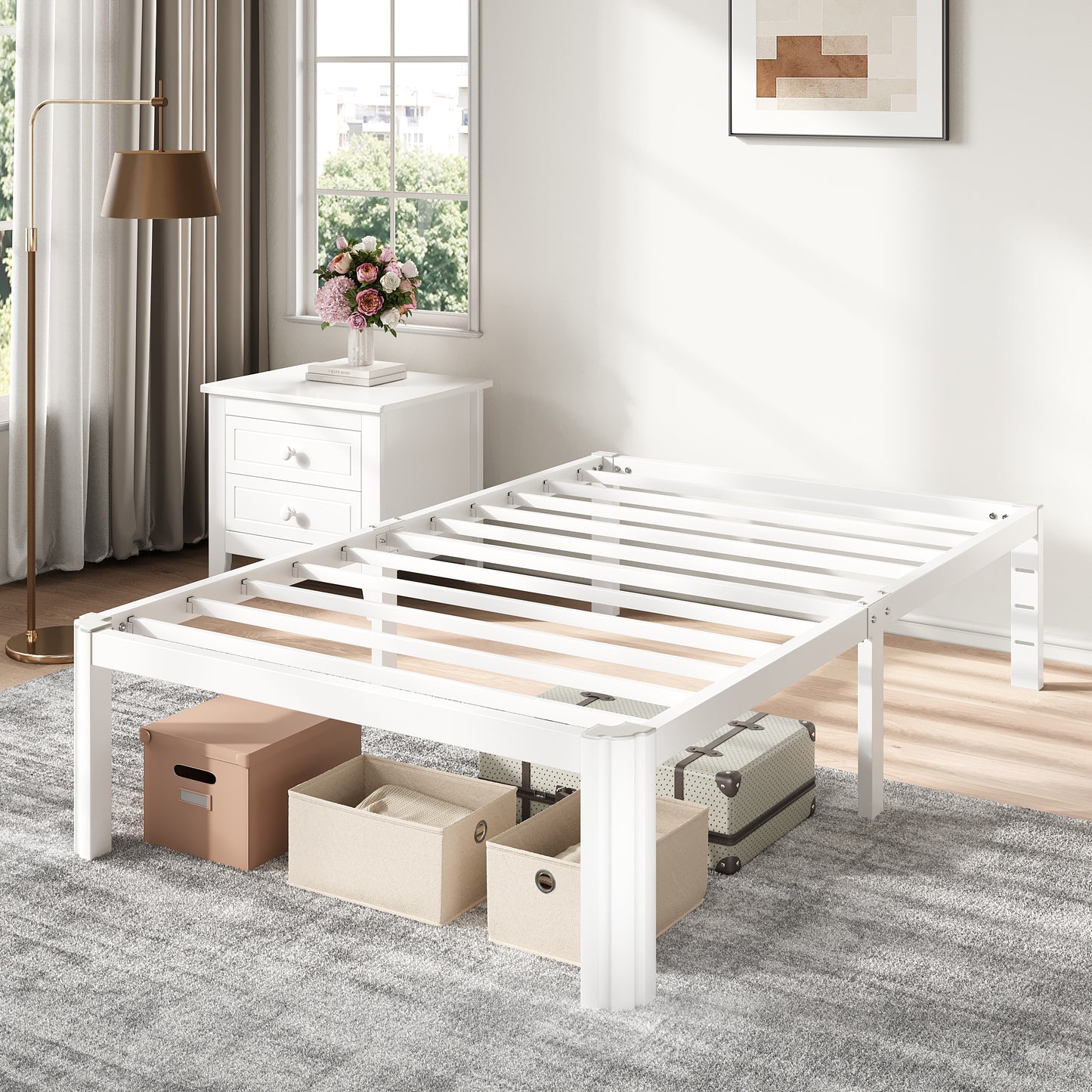 Amolife 14" Metal Bed Frame, Heavy Duty Platform Bed Frame with 3500 lbs Capacity, Underbed Storage, No Box Spring Needed