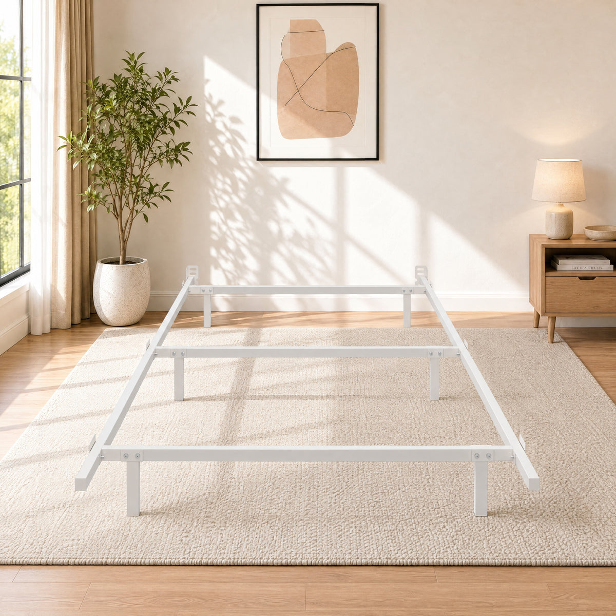 Amolife  Metal Bed Frame, Heavy-Duty Steel Frame for Box Spring and Mattress, 2000 lbs Capacity, Easy Assembly, Black