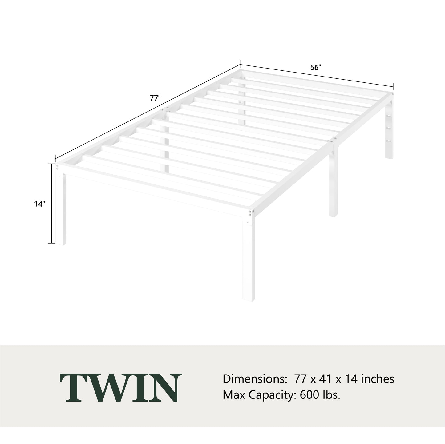 Heavy Duty Platform Bed Frame with Large Under Bed Storage Space, Sturdy Metal Frame