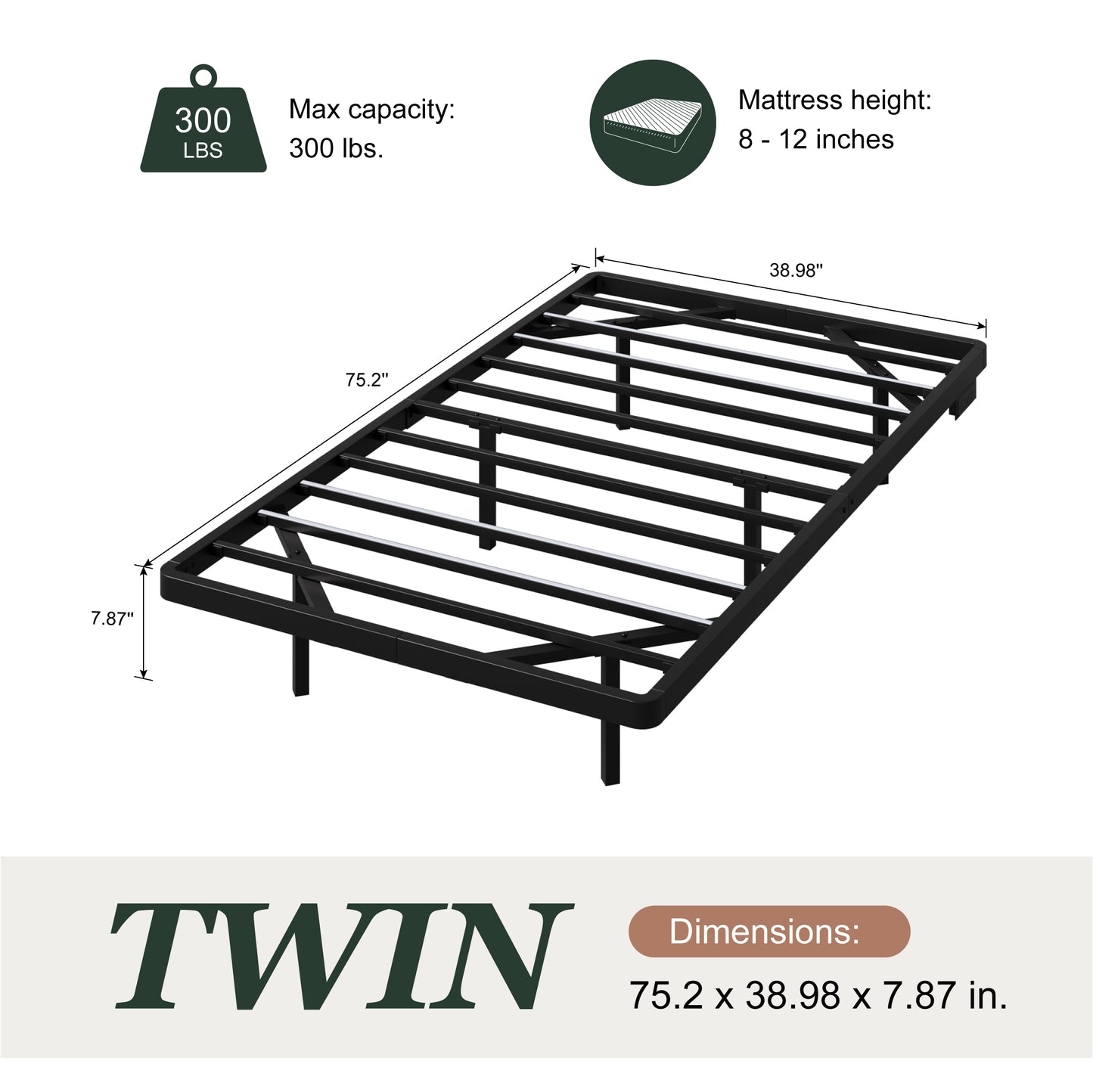 Amolife Heavy Duty Floating Bed Frame with Smart LED Lights and Charging Station