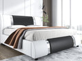 Upholstered Modern Bed with Iron Pieces Decor and Adjustable Headboard
