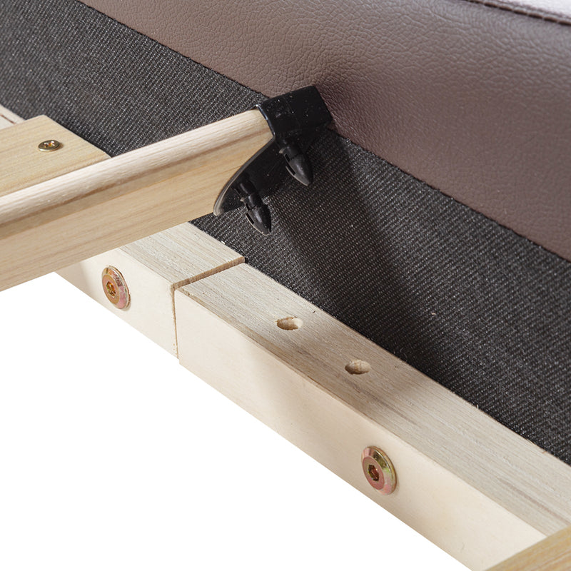 Platform Bed, Faux Leather Low Profile Sleigh Bed Frame with Adjustable Headboard, Wood Slat Support