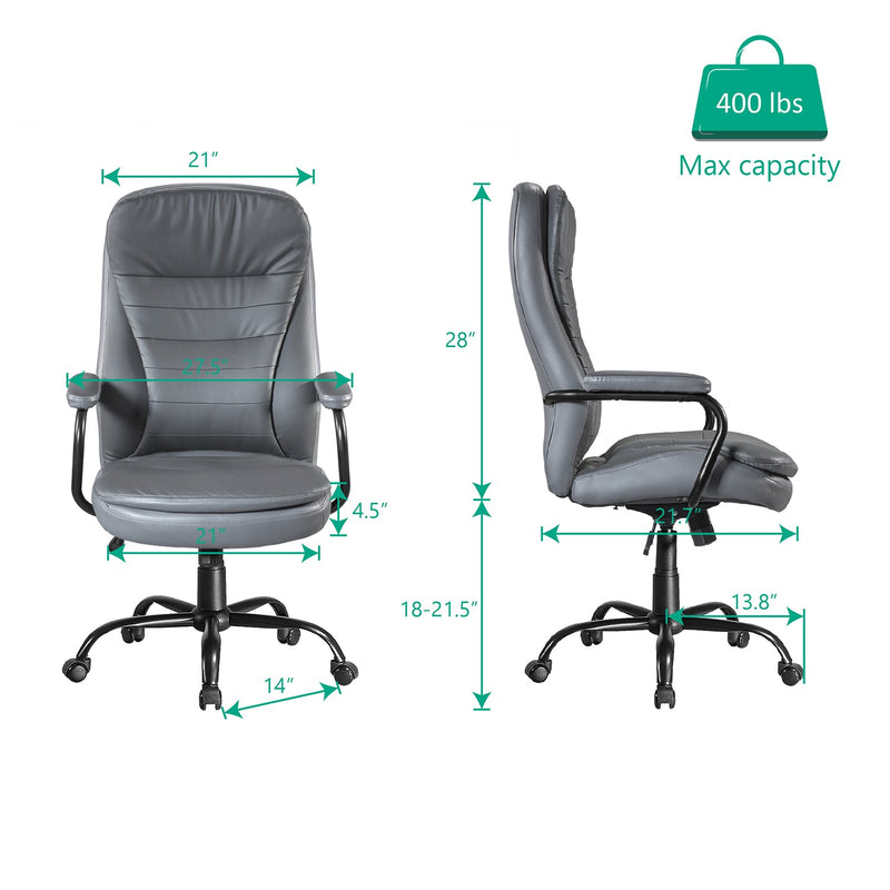 Big and Tall Office Chair Adjustable Ergonomic Home Desk Chair with Padded Armrests