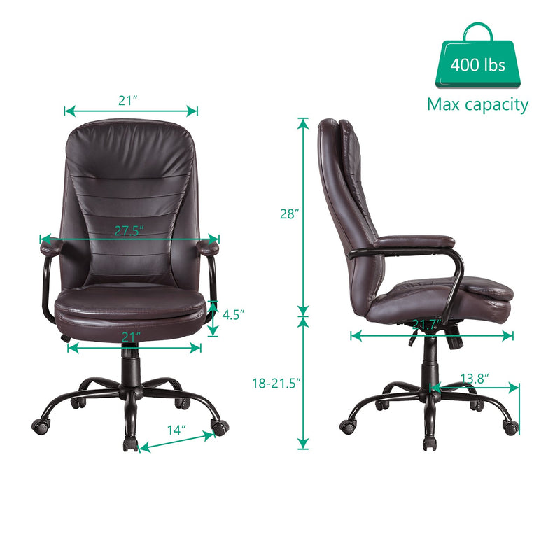 Big and Tall Office Chair Adjustable Ergonomic Home Desk Chair with Padded Armrests