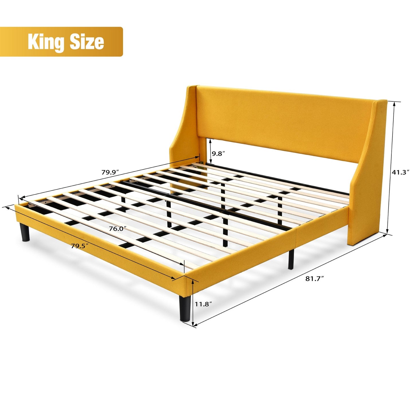 Modern Upholstered Bed with Deluxe Wingback