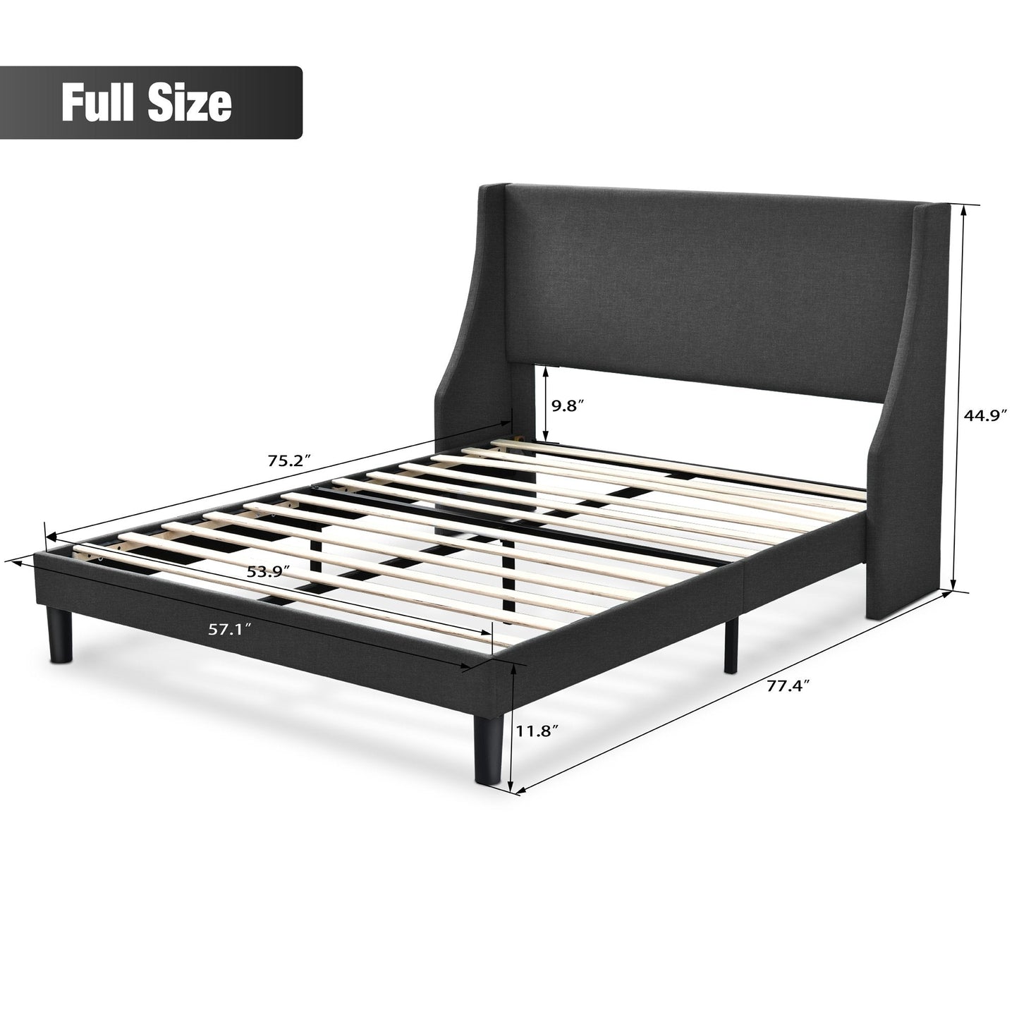Modern Upholstered Bed with Deluxe Wingback