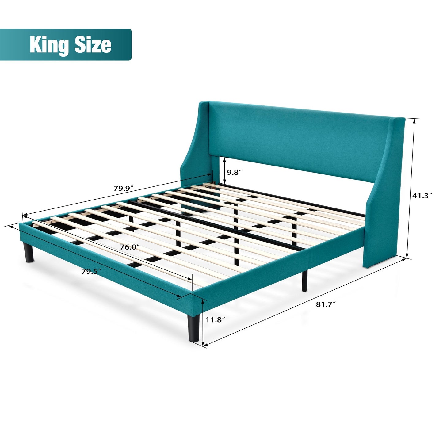 Modern Upholstered Bed with Deluxe Wingback