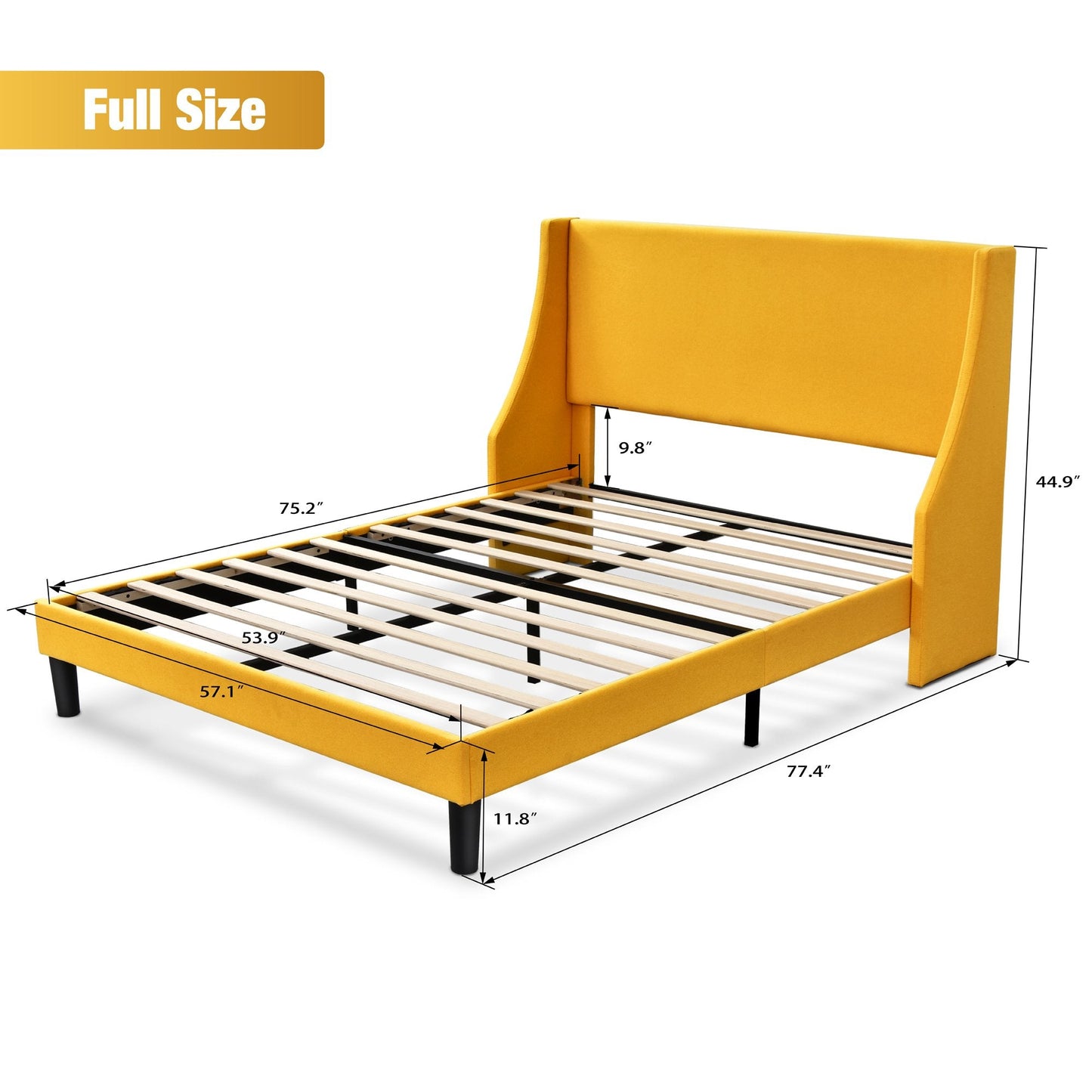 Modern Upholstered Bed with Deluxe Wingback