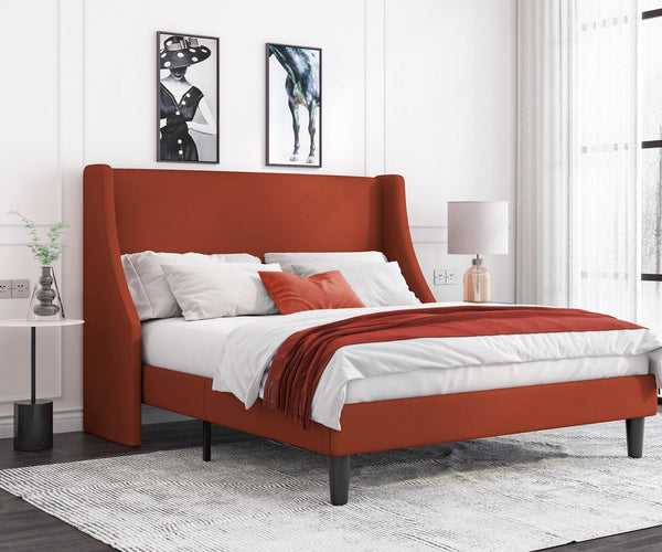 Modern Upholstered Bed with Deluxe Wingback