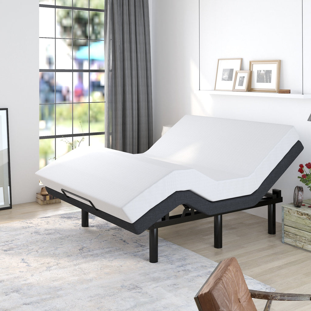 Adjustable Bed Base Frame Head and Foot Incline Wireless Remote Co