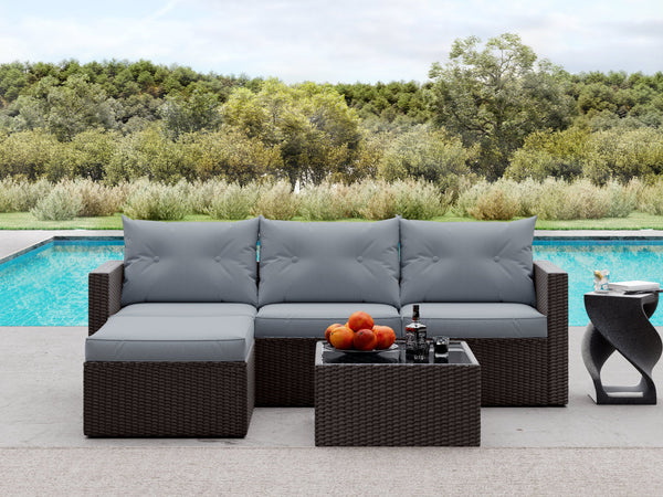 Patio Conversation Set, 3 Pieces PE Wicker Rattan Outdoor Furniture