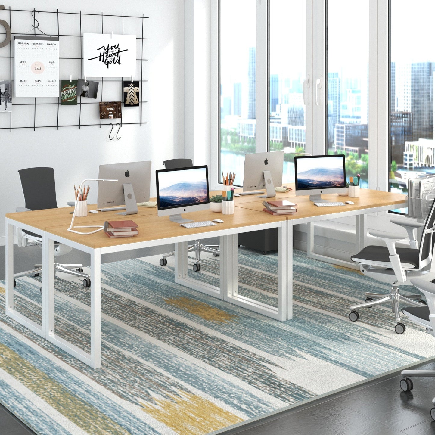 Computer Desk, Modern Writing Gaming Desk for Home Office, Small Wood Table Top Workstation