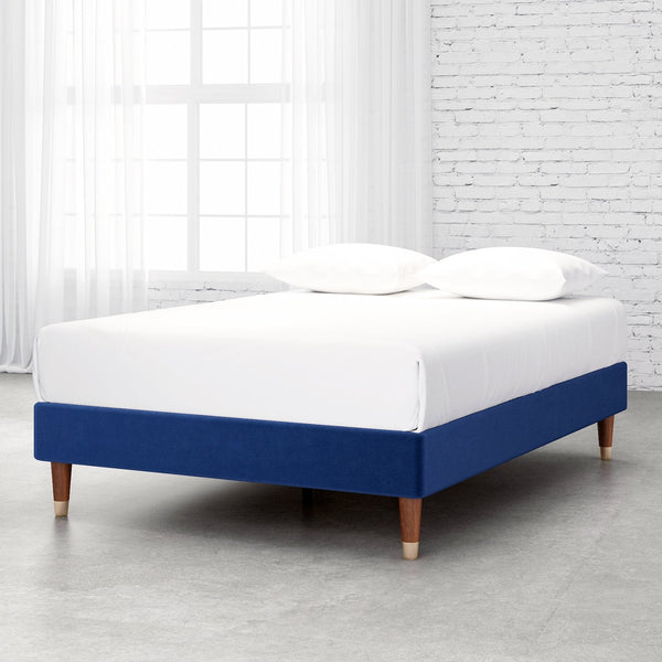 Upholstered Platform Bed Frame, Mattress Foundation with Wood Slat Support