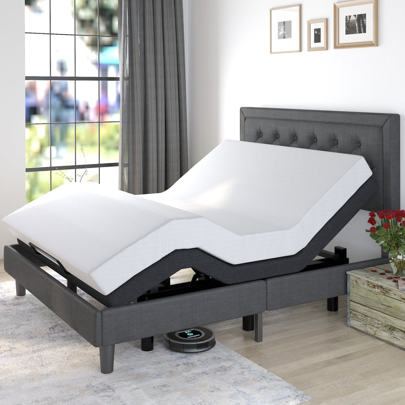 Adjustable Bed Base Frame / Head and Foot Incline / Wireless Remote Control / Wood Board Support