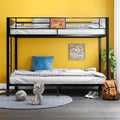 Metal Twin Size Bunk Beds Frame with Stairs & Full-Length Guardrail,Space-Saving