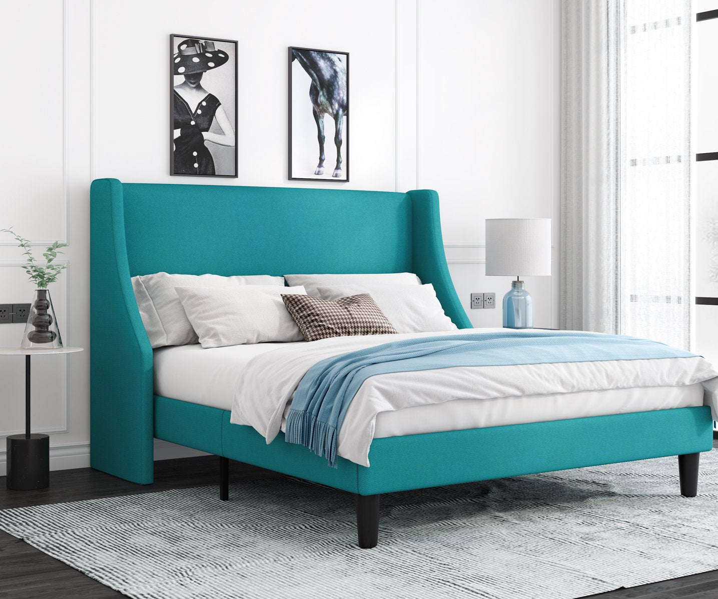 Modern Upholstered Bed with Deluxe Wingback