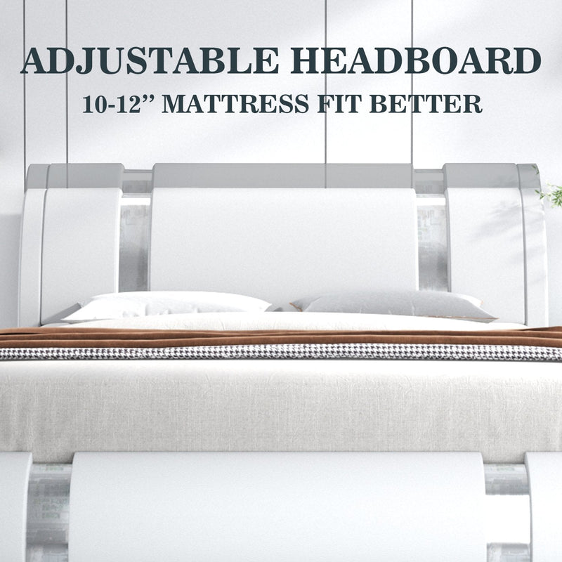 Upholstered Modern Bed with Iron Pieces Decor and Adjustable Headboard