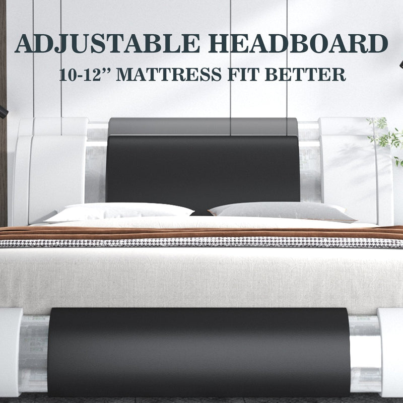 Upholstered Modern Bed with Iron Pieces Decor and Adjustable Headboard