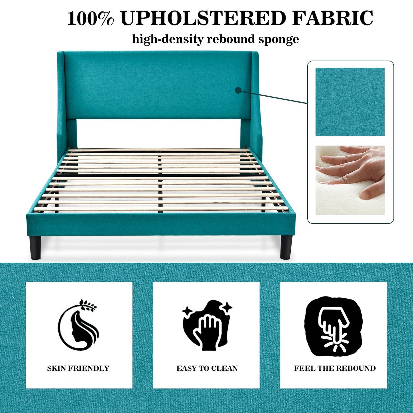 Modern Upholstered Bed with Deluxe Wingback