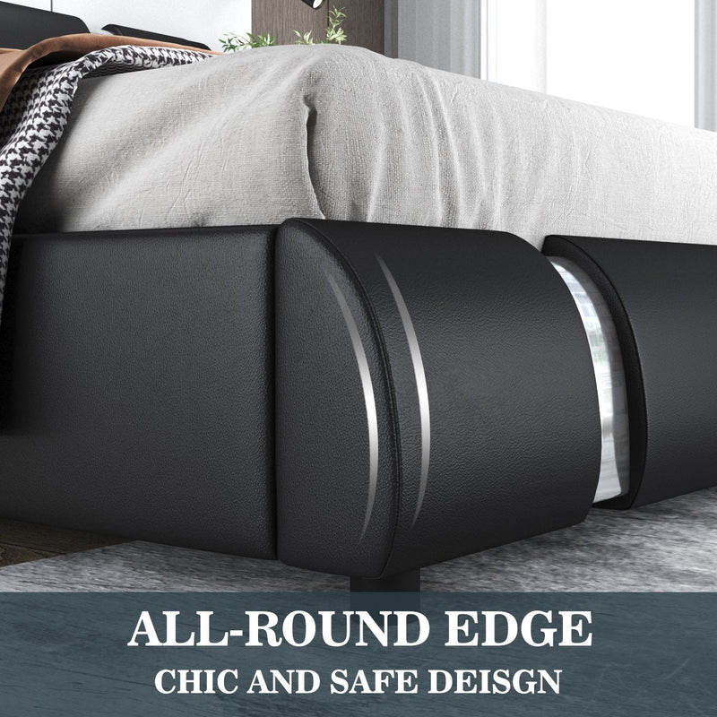 Upholstered Modern Bed with Iron Pieces Decor and Adjustable Headboard
