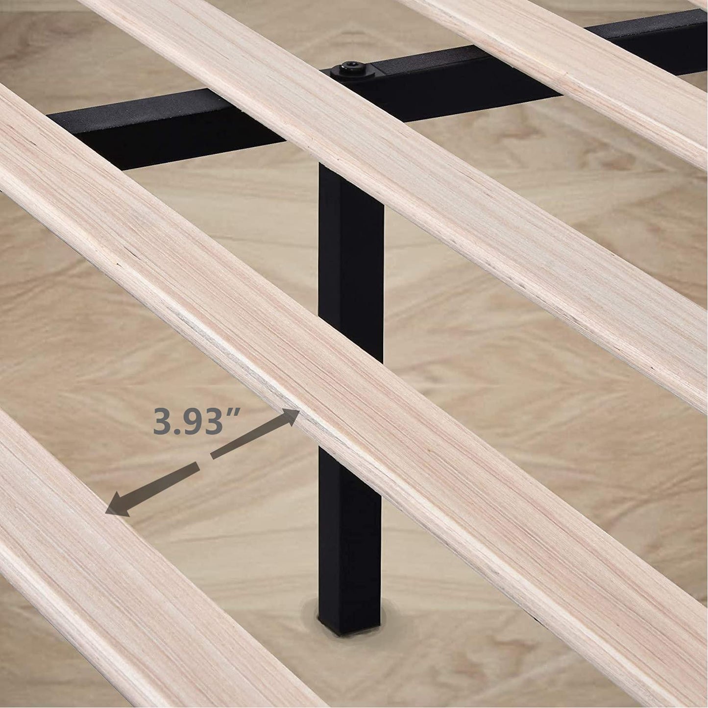 Upholstered Platform Bed Frame, Mattress Foundation with Wood Slat Support