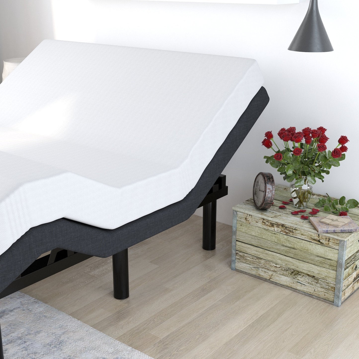 Adjustable Bed Base Frame / Head and Foot Incline / Wireless Remote Control / Wood Board Support