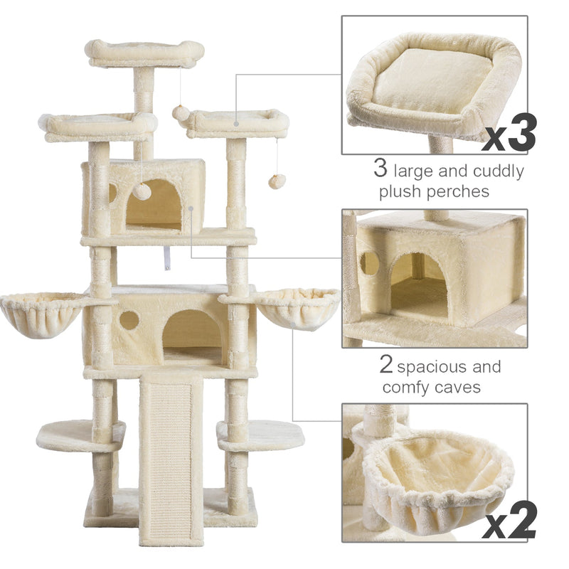 68 Inches Multi-Level Large Cat Tree for Large Cats/Sisal Scratching Posts and Hammocks