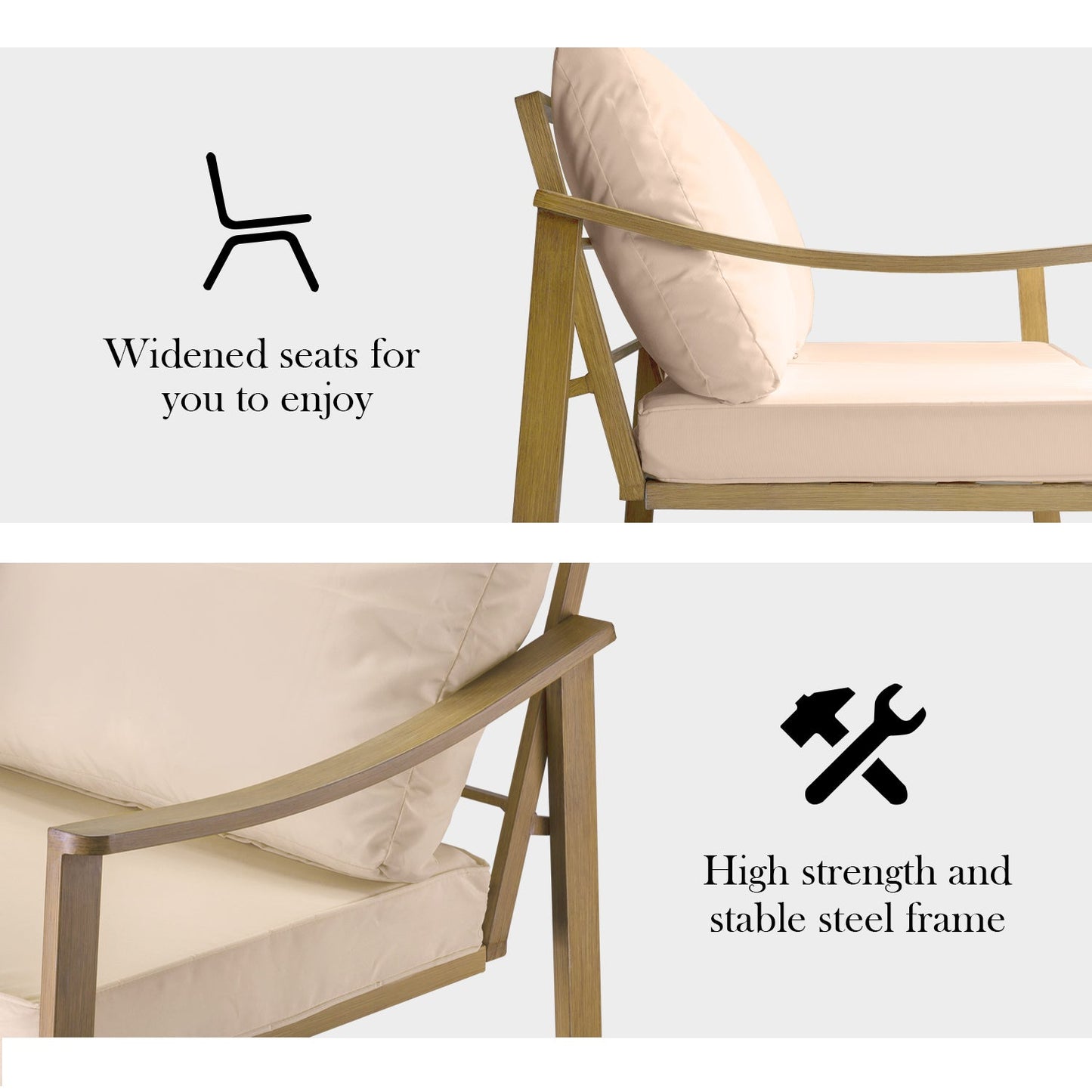4 Pieces Patio Furniture Set Outdoor Conversation Sets, Modern Loveseat, Table and Chairs