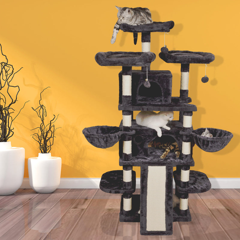 68 Inches Multi-Level Large Cat Tree for Large Cats/Sisal Scratching Posts and Hammocks