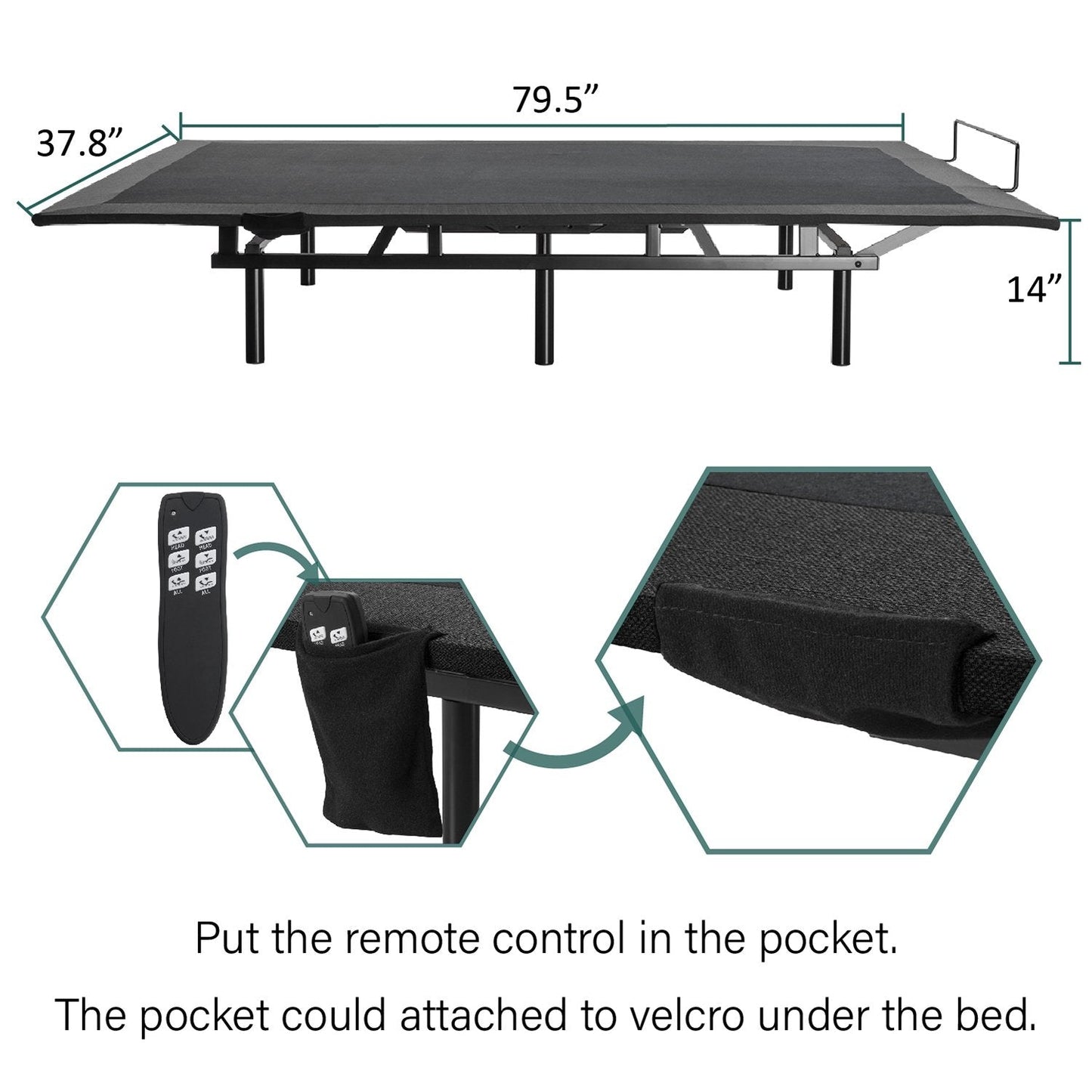 Adjustable Bed Base Frame / Head and Foot Incline / Wireless Remote Control / Wood Board Support