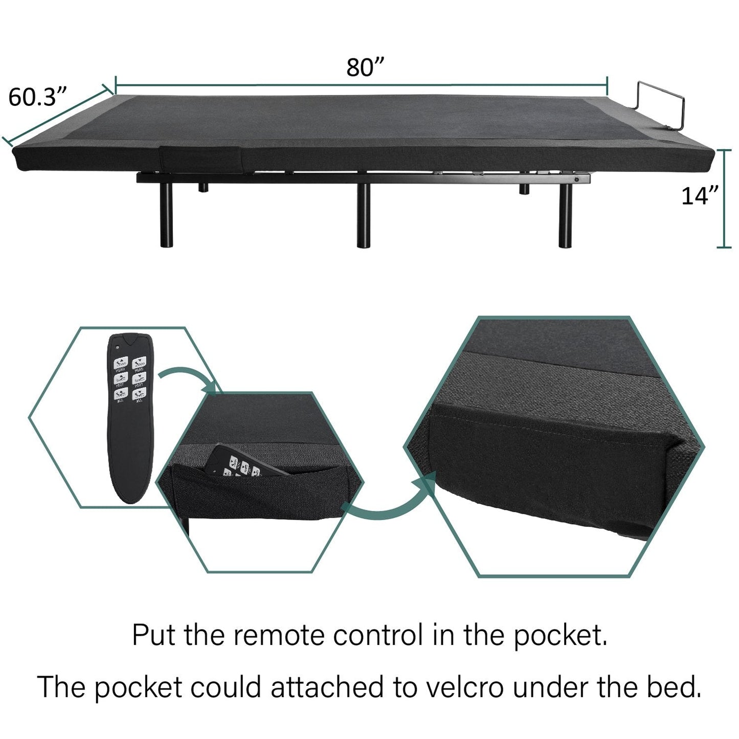 Adjustable Bed Base Frame / Head and Foot Incline / Wireless Remote Control / Wood Board Support