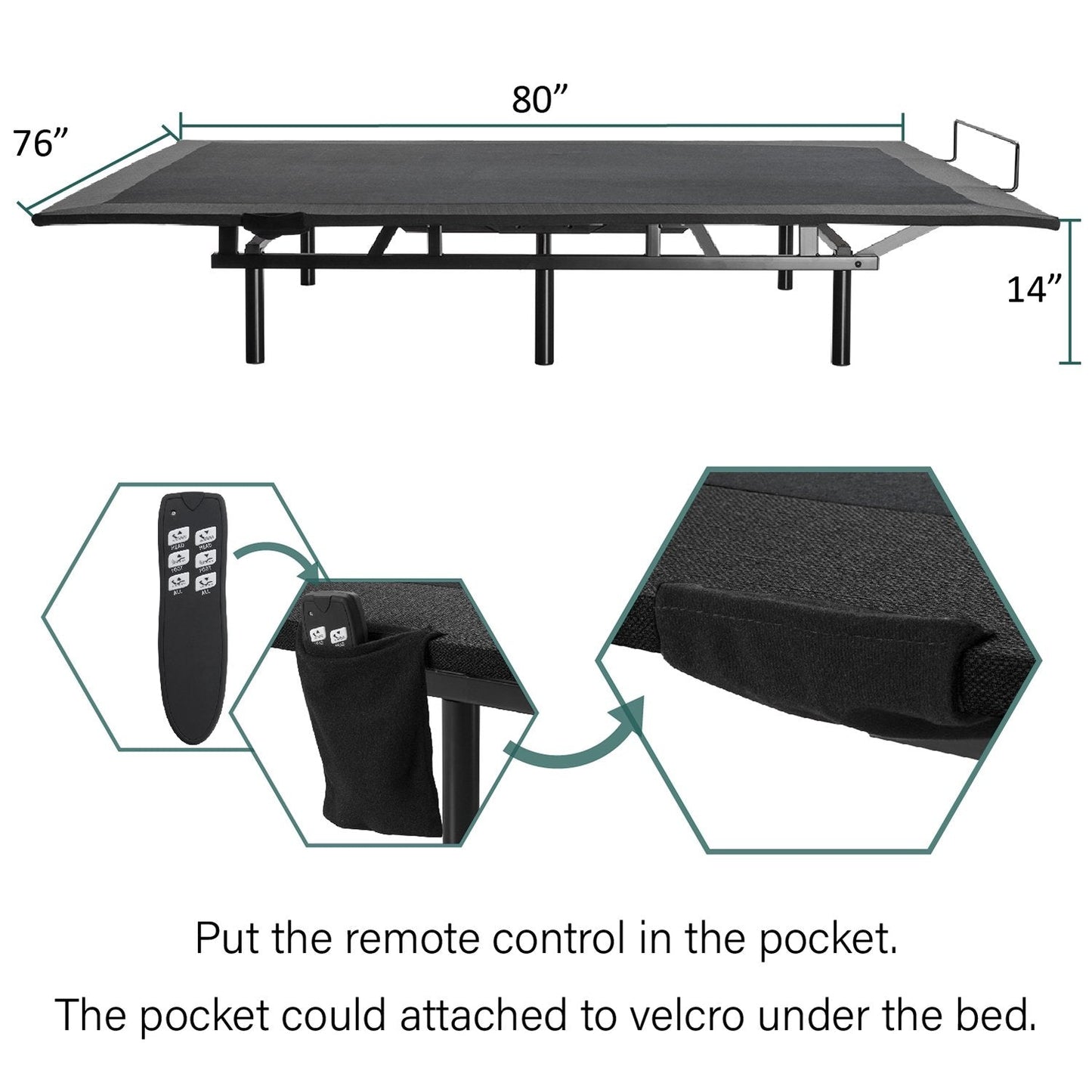Adjustable Bed Base Frame / Head and Foot Incline / Wireless Remote Control / Wood Board Support