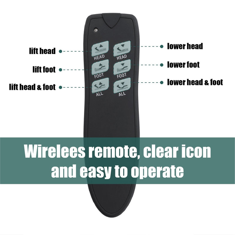 Adjustable Bed Base Frame Head and Foot Incline Wireless Remote Co