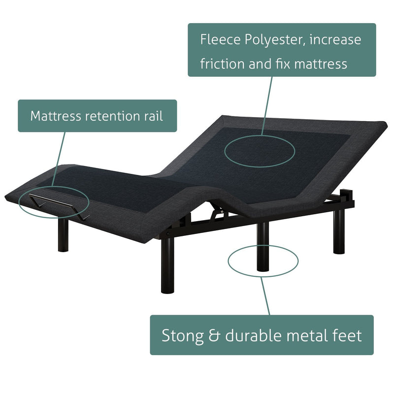 Adjustable Bed Base Frame / Head and Foot Incline / Wireless Remote Control / Wood Board Support