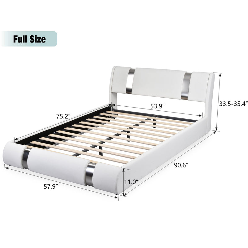 Upholstered Modern Bed with Iron Pieces Decor and Adjustable Headboard